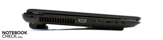 Left: Kensington, VGA, HDMI, USB 2.0, microphone, line-out