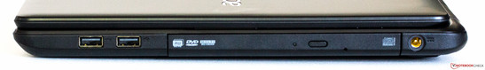 Left: 2x USB 2.0, DVD burner, AC-in