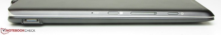 Left side: USB 3.0, reset button (recessed), Windows key, volume rocker switch, power button