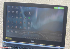 Outdoors (sun behind laptop)