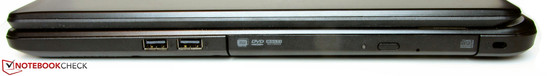 Right side: 2x USB 2.0, DVD burner, slot for a Kensington lock