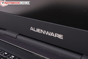 Illuminated Alienware lettering.