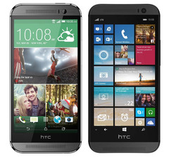 HTC One M8 smartphone with Android and Windows Phone