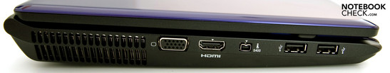 Left: 2 USB 2.0, FireWire 400, HDMI, VGA