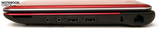Right Side: 2 USB, audio ports (headphone jack, microphone input), Kensington Lock, 4-in-1 card reader, RJ-45