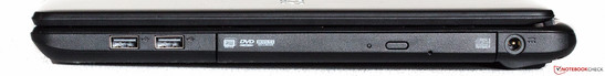 Right side: 2x USB 2.0, DVD burner, Power outlet