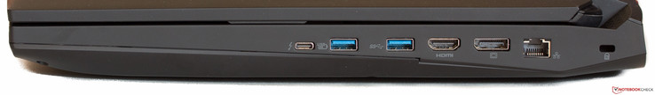 Right side: USB 3.1 Gen2 with Thunderbolt 3, 2x USB 3.0, HDMI, DisplayPort, Ethernet, Kensington