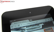 The 7-inch tablet is framed by a one to two centimeter bezel.