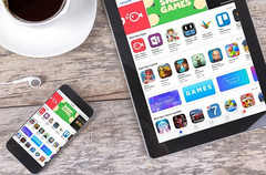 Apple App Store loaded on iPhone and iPad tablet