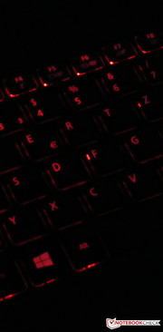 The keyboard's backlight is red.