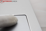 The touchpad can be pressed up to its most-upper corner.