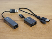 as well as an Ethernet dongle (no internal LAN card), a Mini-VGA to VGA d-Sub and USB to Mini-USB adapter (for example, for Smartphones).