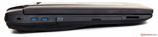 Left side: Kensington, 2x USB 3.0, Blu-ray, SD-card reader