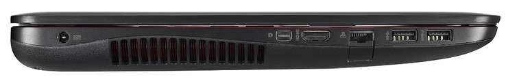 Left side: power, Mini Displayport, HDMI, Gigabit-Ethernet, 2x USB 3.0 (photo: Asus)