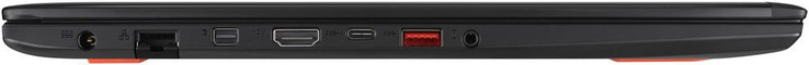 Left side: charging port, Gigabit Ethernet, Mini DisplayPort, HDMI, Thunderbolt 3, USB 3.0 (Type-A), combo audio jack