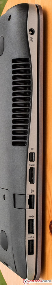 Left-hand interfaces with fold-out Ethernet port.