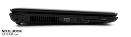 Left: AC, VGA, LAN, HDMI, ExpressCard, USB