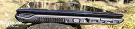 Left: DC-in, VGA, LAN, eSATA, HDMI, 2xUSB, ExpressCard 34