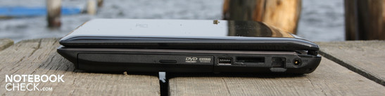 Right: DVD Burner, USB, Card Reader, Ethernet, Power