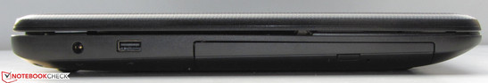 Left side: USB 2.0, DVD burner