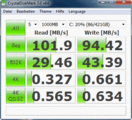 Crystal Disk Mark: 102 MB/s sequential read speed