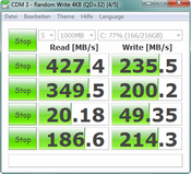 Crystal Disk Mark: 427 MB/s (Seq. Read)