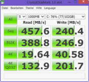 Crystal Disk Mark: 457 MB/s (Seq. R.)