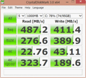 Crystal Disk Mark: 487 MB/s (seq. read)