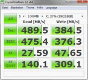 Crystal Disk Mark: 184 MB/s