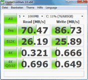 Crystal Disk Mark 70 MB/s read