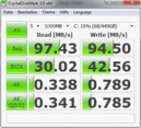 Crystal Disk Mark 3.0: 97MB/s read