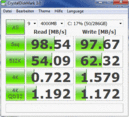 Crystal Disk Mark 3.0: 98 MB/s reading