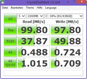 Crystal Disk Mark: 100 MB/s seq. read (HDD)