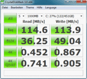 Crystal Disk Mark 114 MB/s read