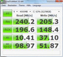 CrystalDiskMark 3.0: 240/205 MB/s read/write