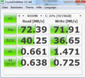 Crystal Disk Mark 3.0 72 MB/s