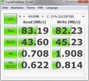 Crystal Disk Mark 83 MB/s reading