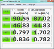 Crystal Disk Mark 90 MB/s reading