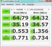 CrystalDisk Mark 3.0: 65 MB/s