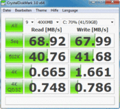 Crystal DiskMark 68.9 MB/s reading