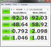 Crystal Disk Mark 92 MByte/s Read/Write Rate