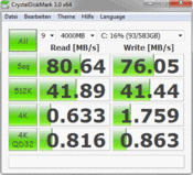 CDM: 81/76 MB/s reading/writing