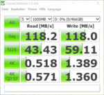 CrystalDiskMark WDC WD5000LPVX-22V0TT0 in the dock