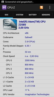 CPU-Z reveals an Intel Atom CPU from the Saltwell-series.