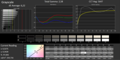 CalMAN Grayscale - no bluish cast but tendency to red / green