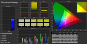 CalMAN Saturation Sweeps: hardly shifted from the sRGB target colors