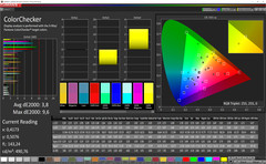 ColorChecker (AdobeRGB): The coverage for AdobeRGB is only average. Big deviations for the primary colors.