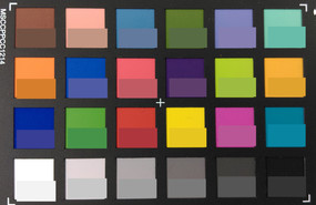 Screenshot of ColorChecker colors. Original colors are displayed in the lower half of each patch.