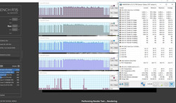 Cinebench R15 Multi-CPU loop, throttling only in battery mode, capacity < 45%