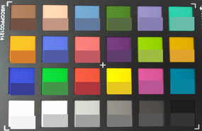 ColorChecker colors. The bottom half of every patch shows the original color.